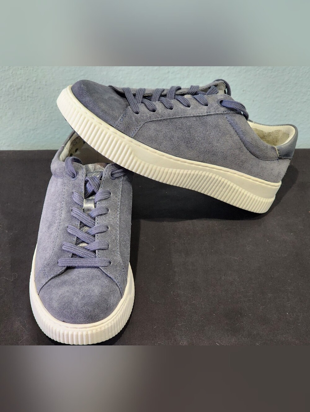 SOFFT | Fianna Lace-Up Suede Sneakers | Washed Indigo/Steel | U.S. Womens 7